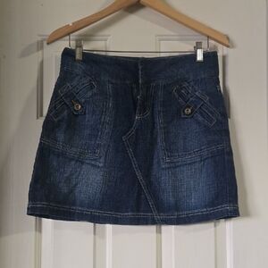 Y2k Revival Denim Mini Skirt. Utility Cargo Pockets. Asymetrical Design Size 6
